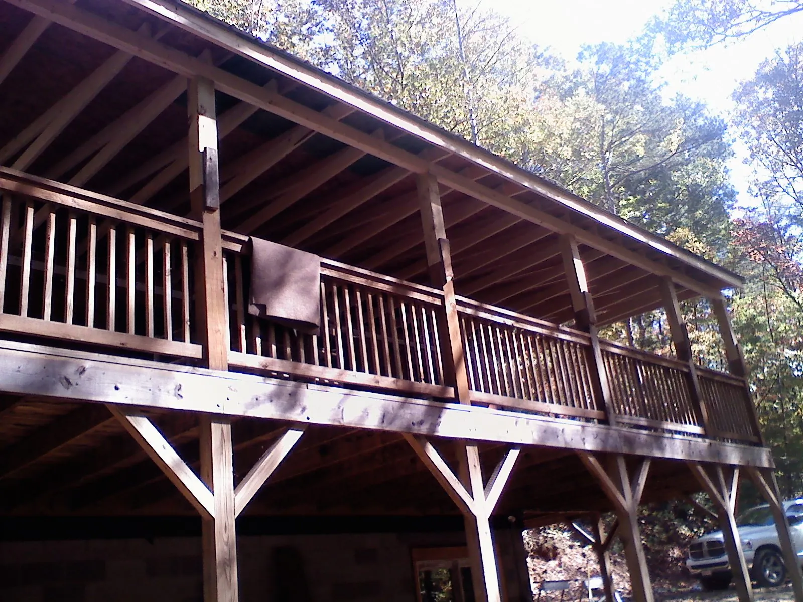 Timber framing under a new elevated porch and deck — Roof Leak Repair in Newville by Roofing Brothers
